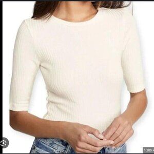 Reformation Ribbed White Tee